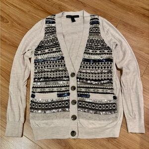 Marc By Marc Jacobs Beige and Black Patterned Cardigan